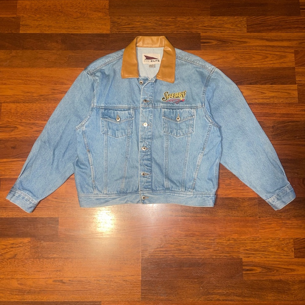 SOLD Vintage/Retro NFL Steelers Denim Jacket with Tan Collar